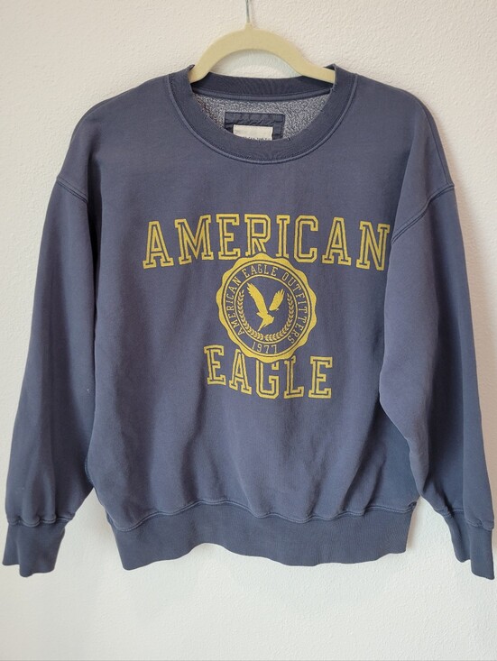 American Eagle Outfitters Tops - American Eagle Women’s XS Vintage Distressed Collegiate Sweatshirt Slate Blue‎